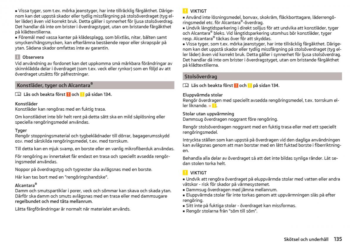 Skoda Rapid instruktionsbok / page 137