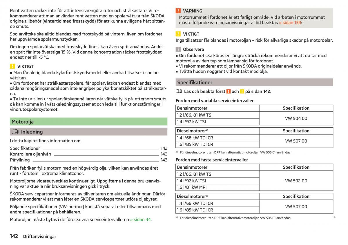 Skoda Rapid instruktionsbok / page 144