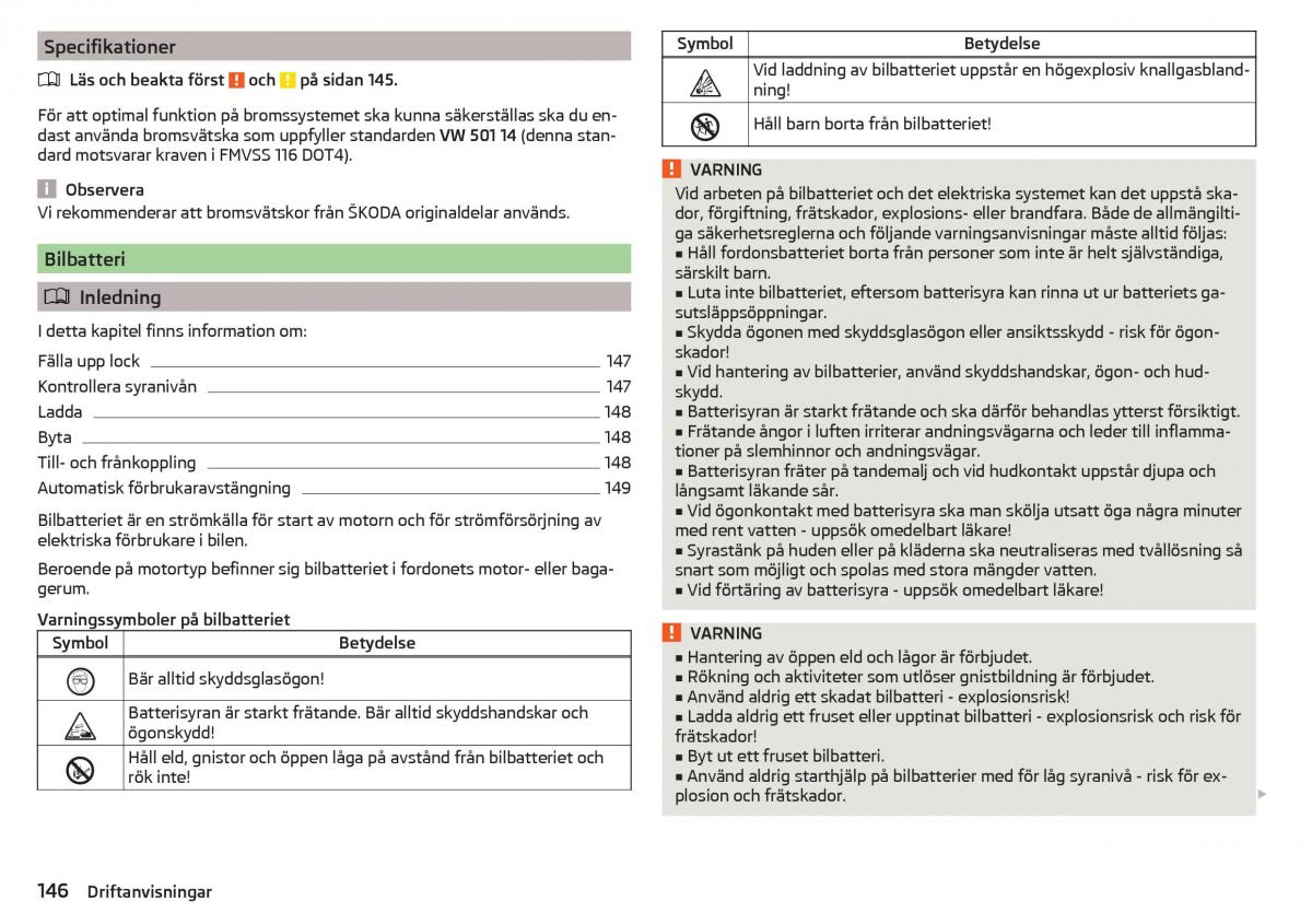 Skoda Rapid instruktionsbok / page 148