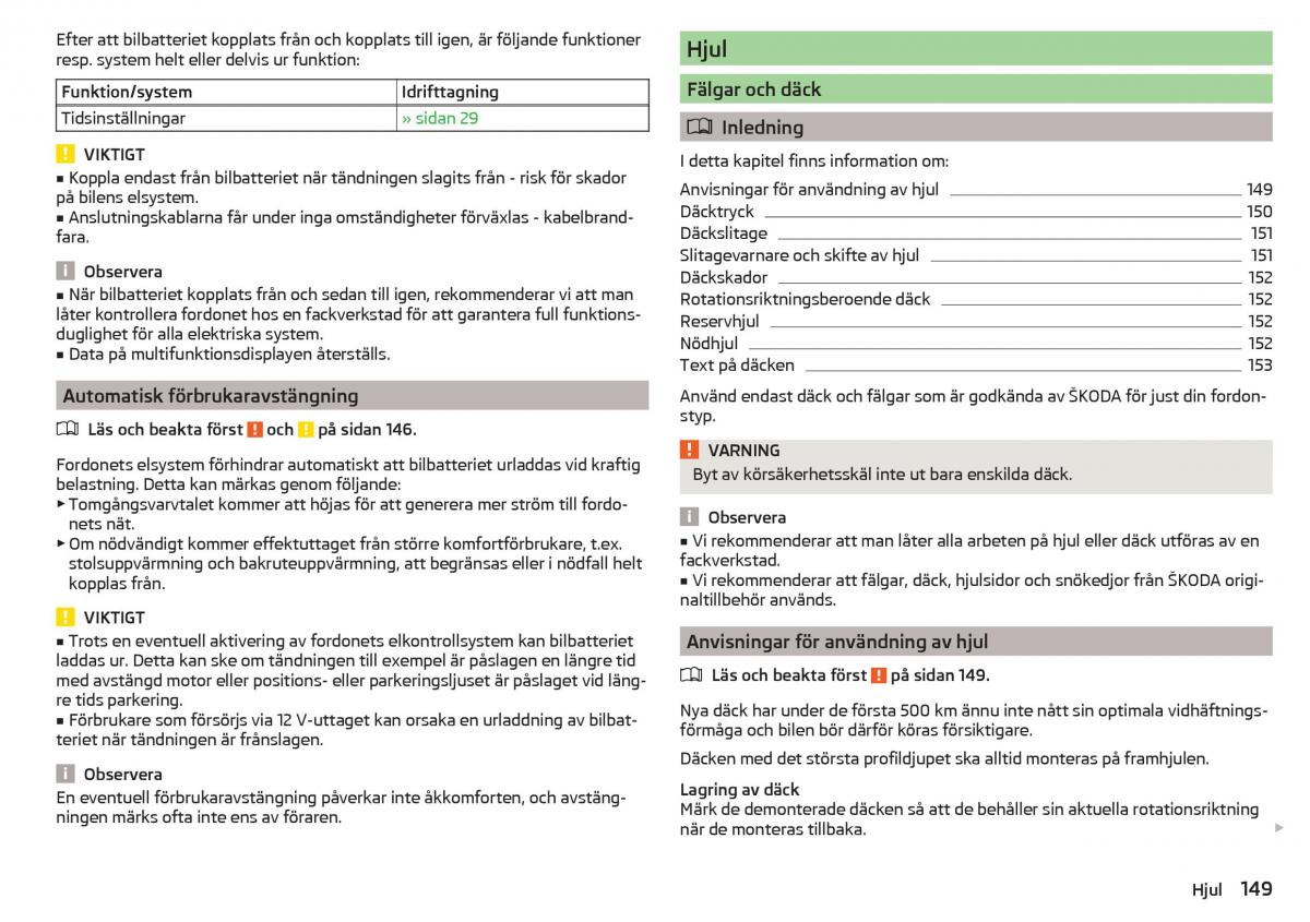 Skoda Rapid instruktionsbok / page 151