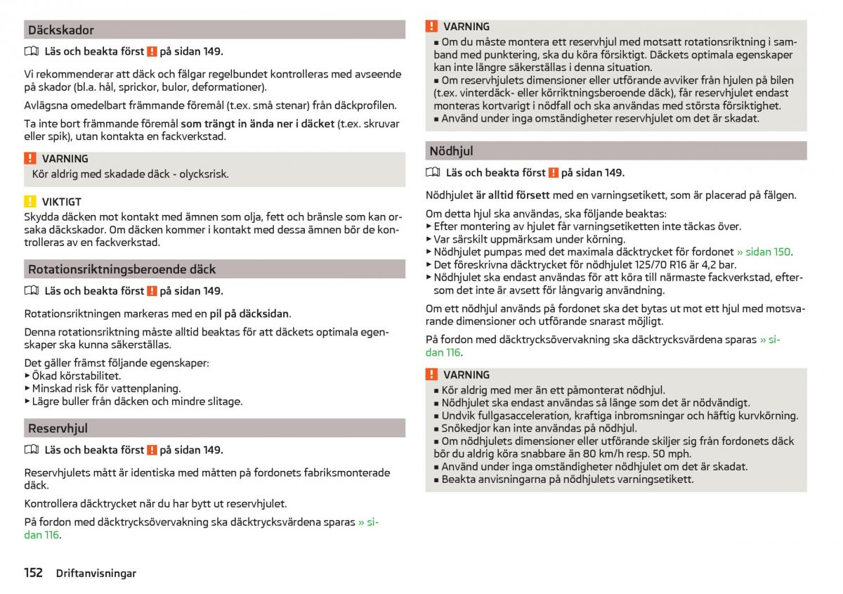 Skoda Rapid instruktionsbok / page 154