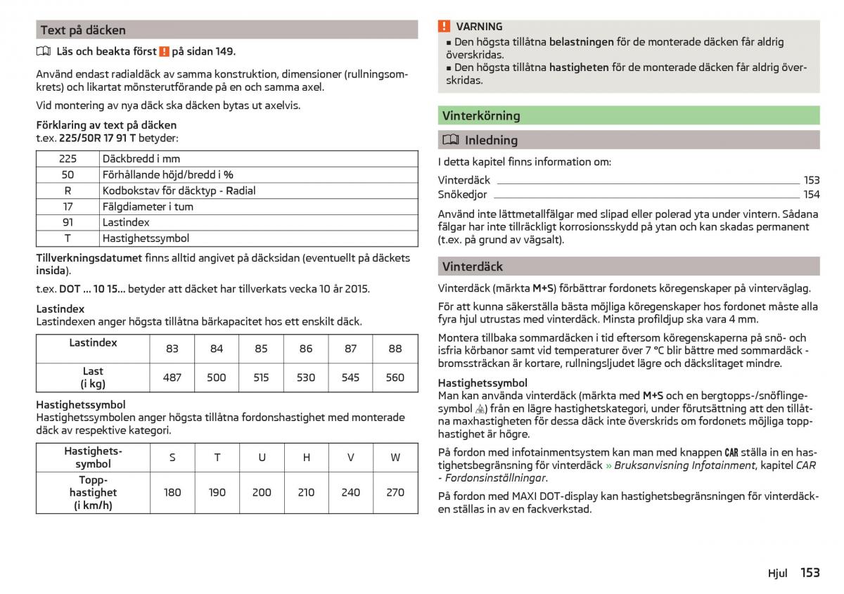 Skoda Rapid instruktionsbok / page 155