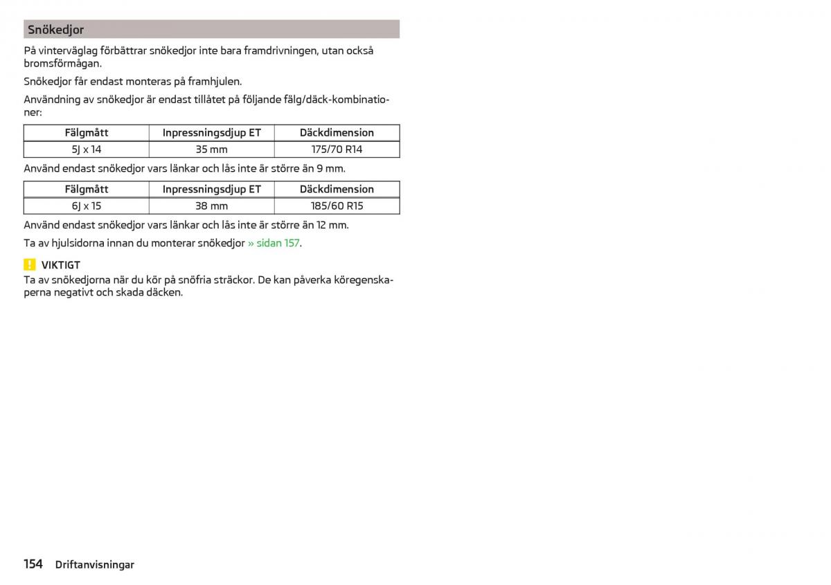 Skoda Rapid instruktionsbok / page 156