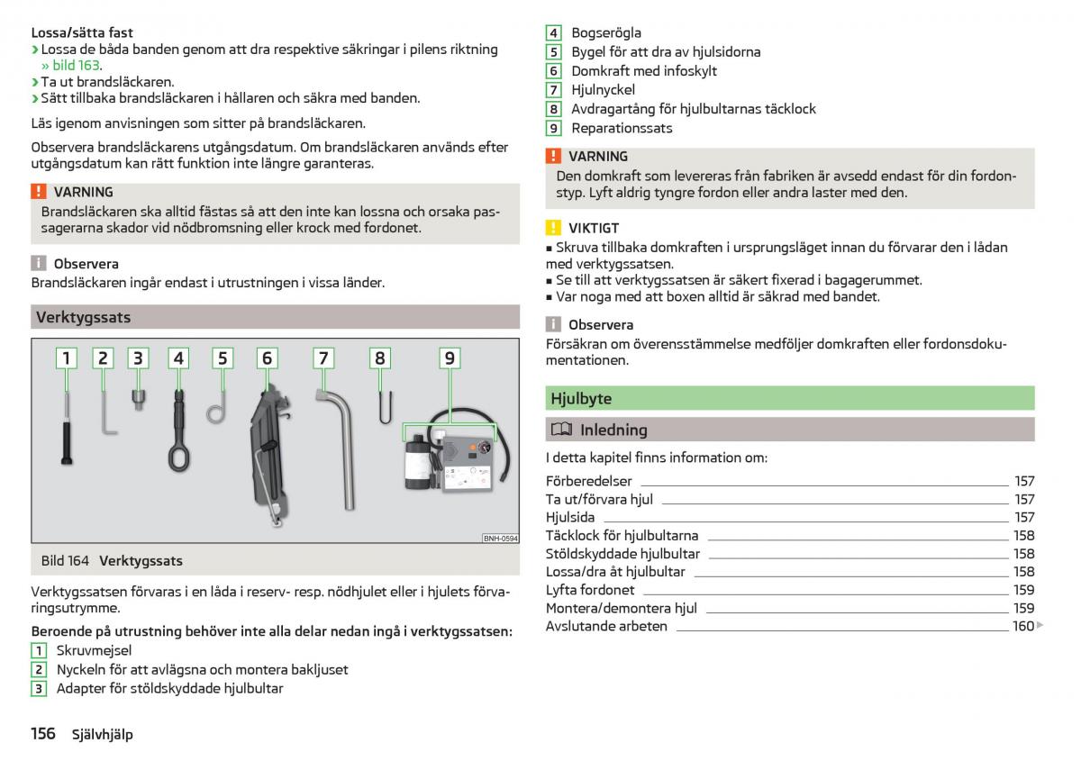 Skoda Rapid instruktionsbok / page 158