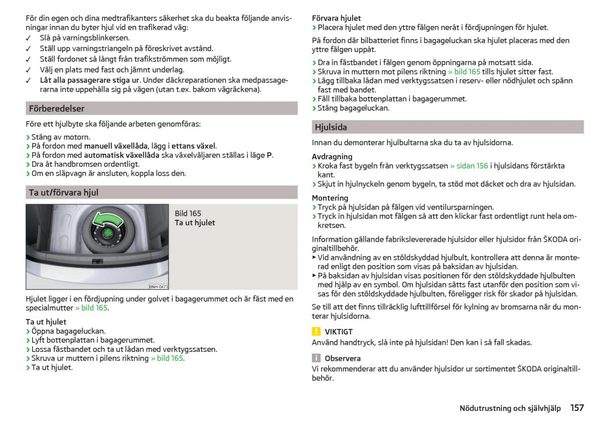 Skoda Rapid instruktionsbok / page 159