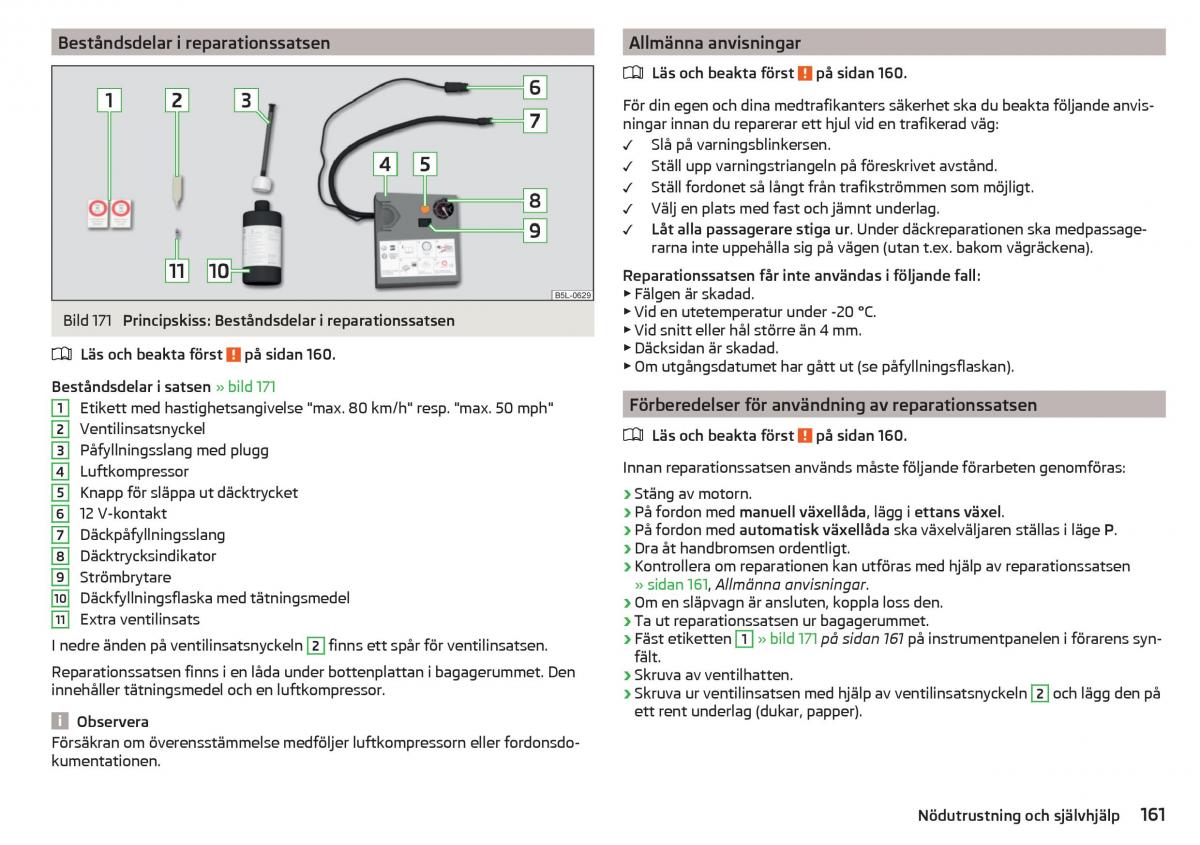 Skoda Rapid instruktionsbok / page 163