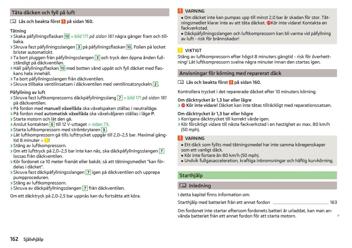 Skoda Rapid instruktionsbok / page 164