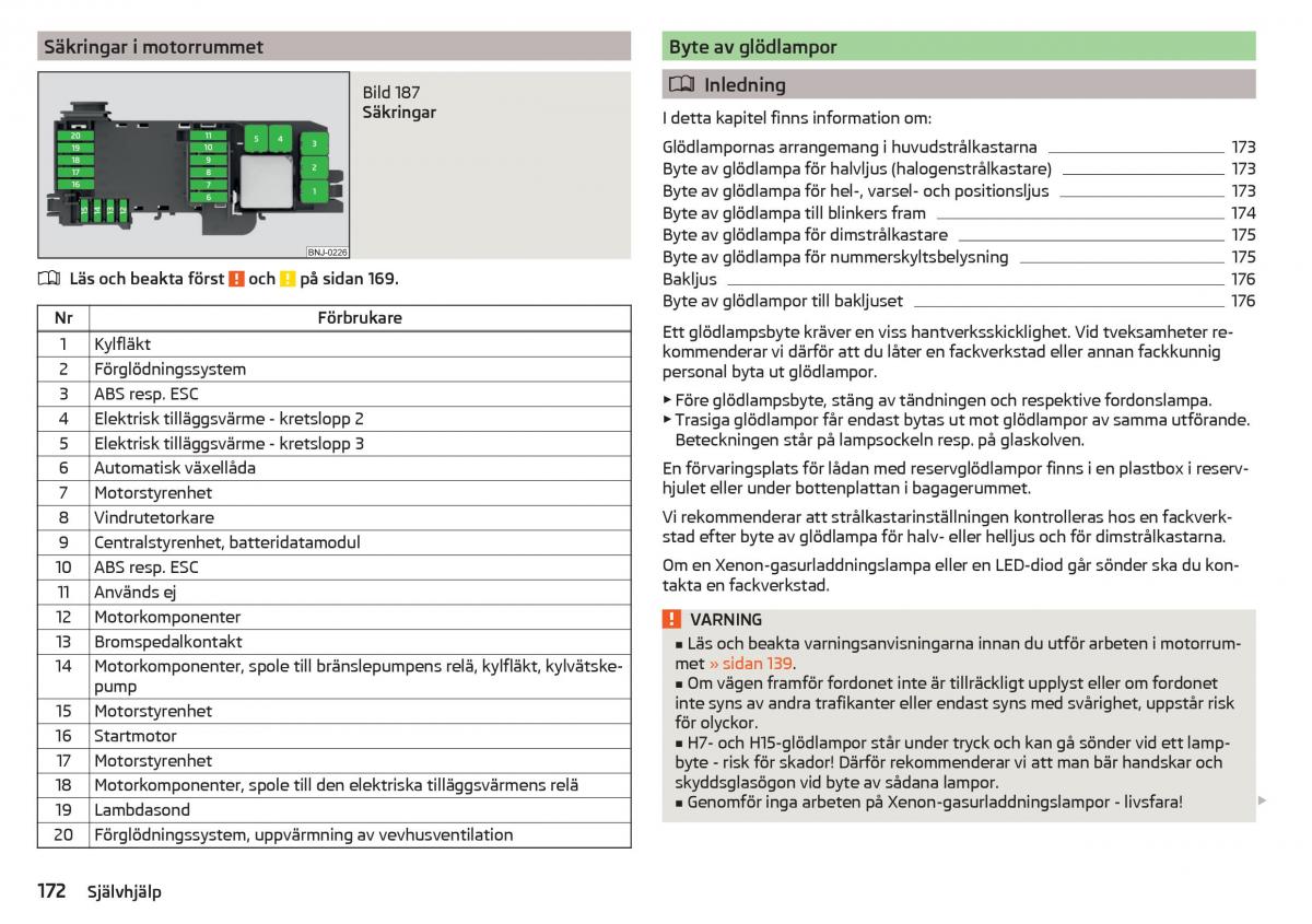 Skoda Rapid instruktionsbok / page 174