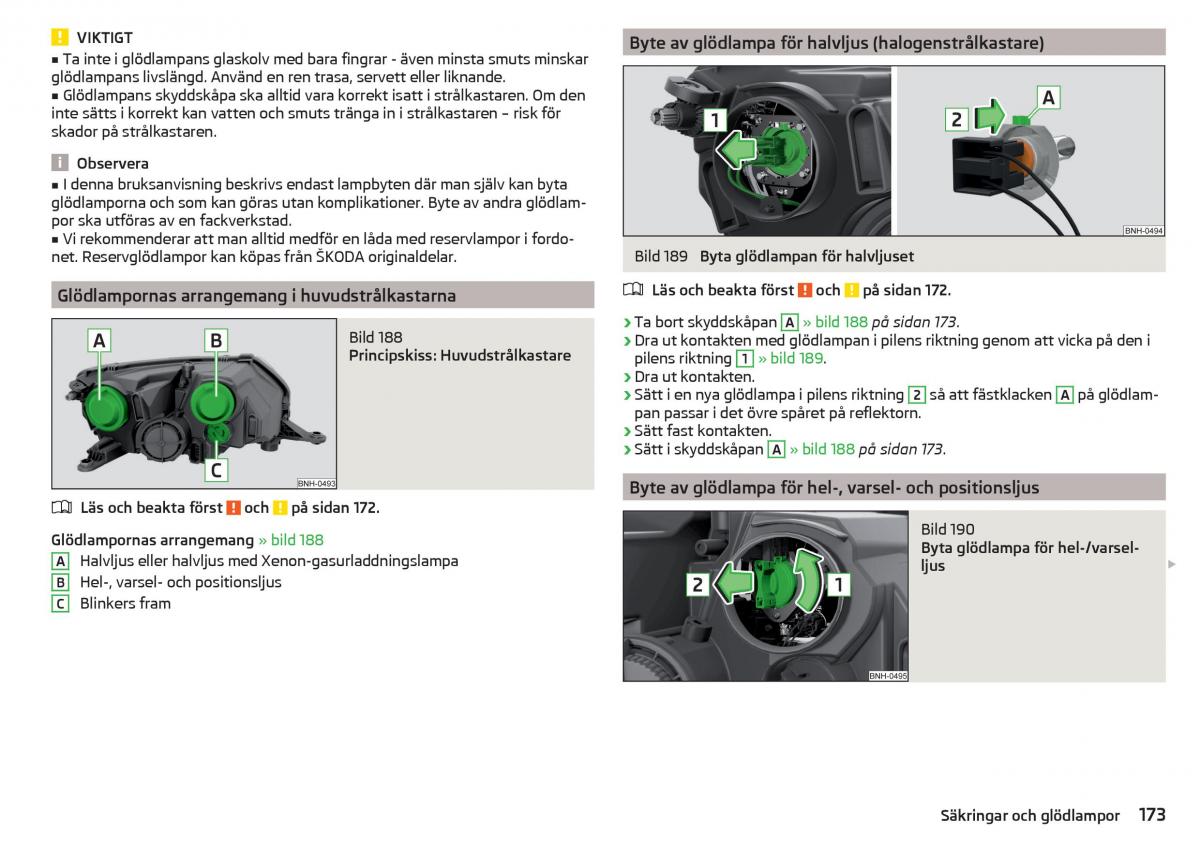 Skoda Rapid instruktionsbok / page 175