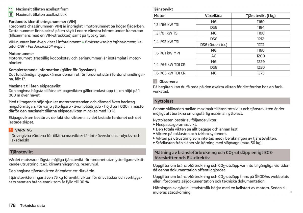 Skoda Rapid instruktionsbok / page 180