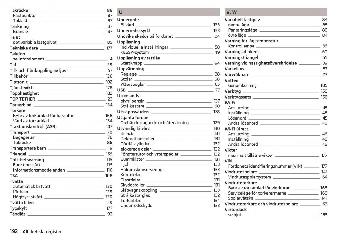 Skoda Rapid instruktionsbok / page 194