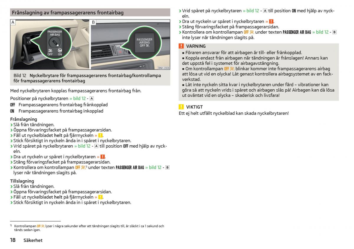 Skoda Rapid instruktionsbok / page 20