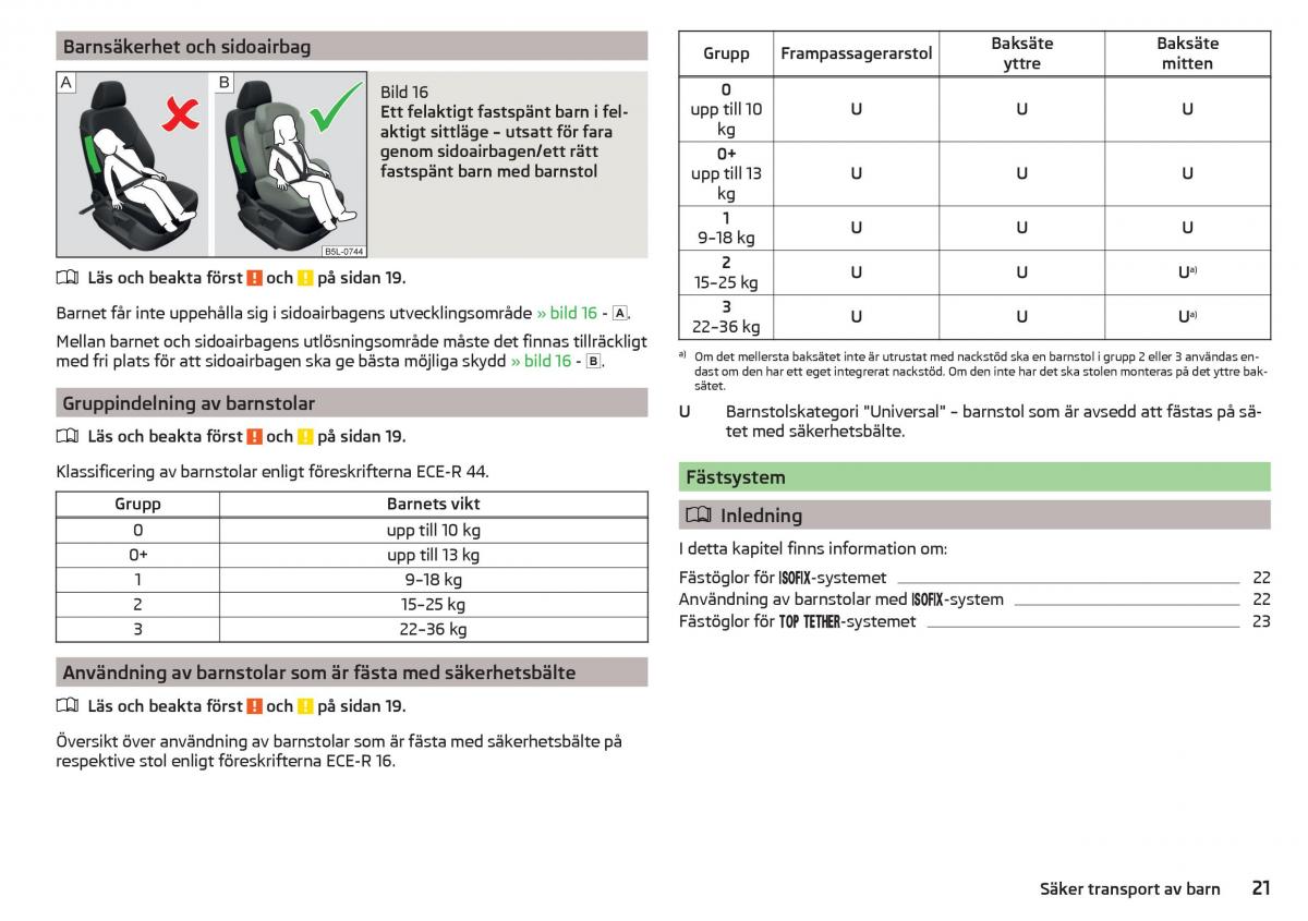 Skoda Rapid instruktionsbok / page 23