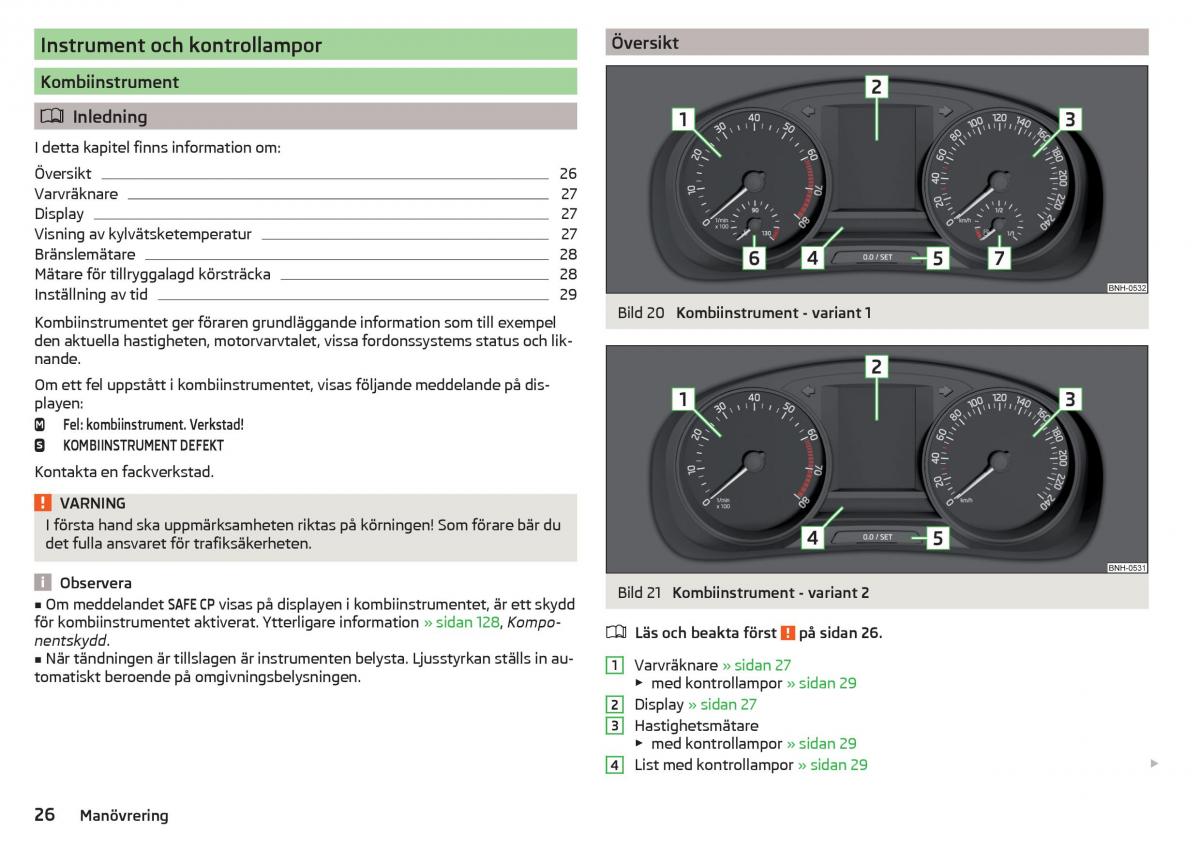 Skoda Rapid instruktionsbok / page 28