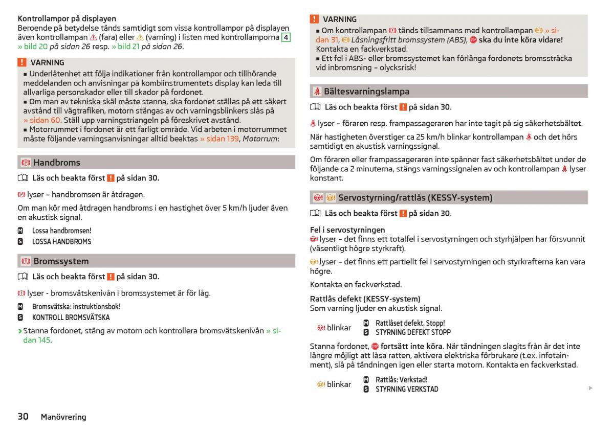 Skoda Rapid instruktionsbok / page 32