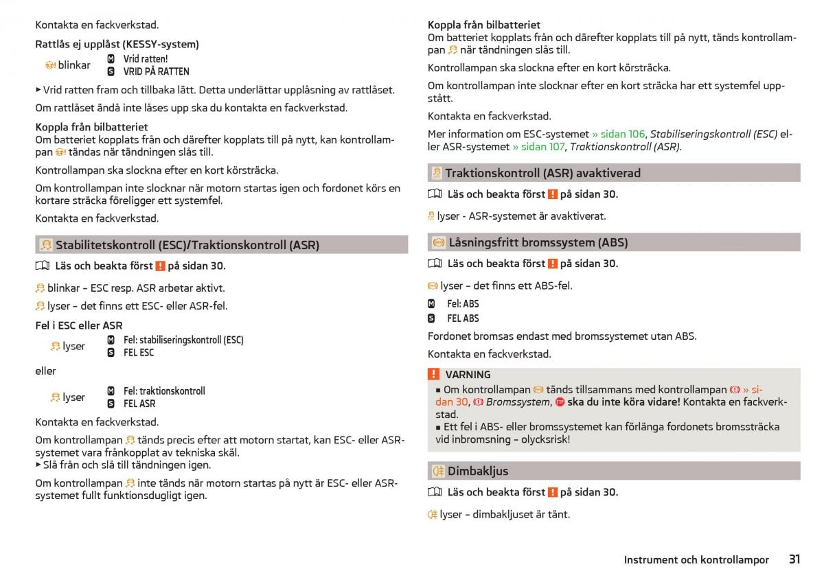 Skoda Rapid instruktionsbok / page 33