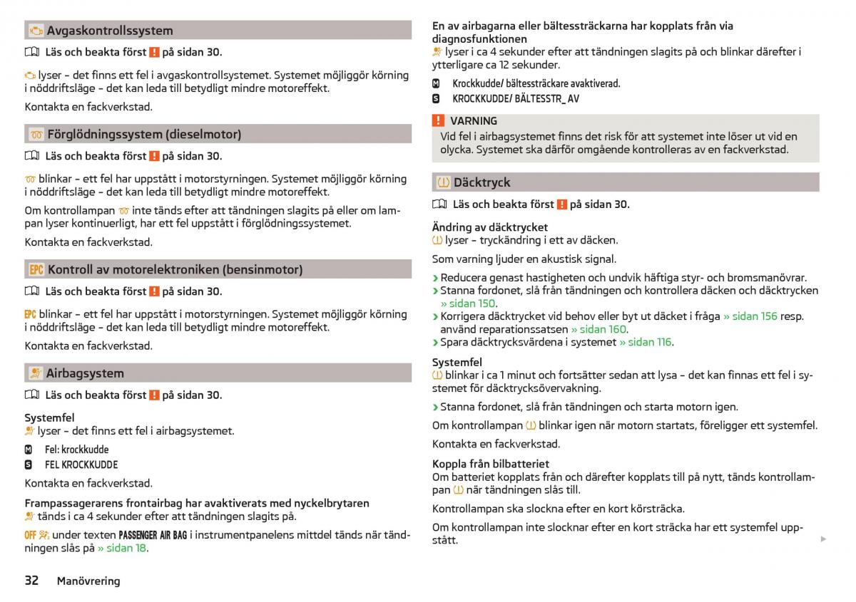 Skoda Rapid instruktionsbok / page 34