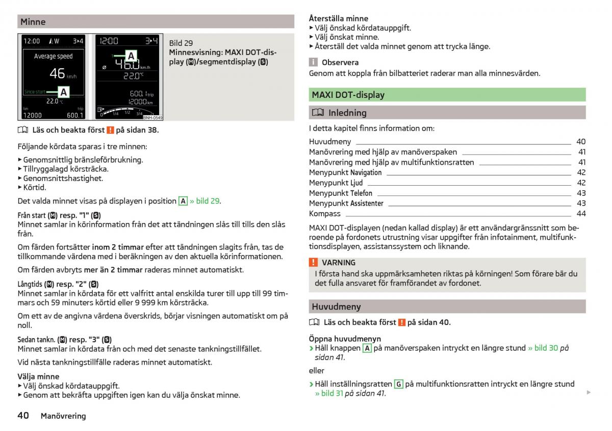 Skoda Rapid instruktionsbok / page 42