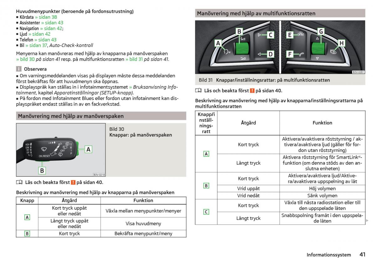 Skoda Rapid instruktionsbok / page 43