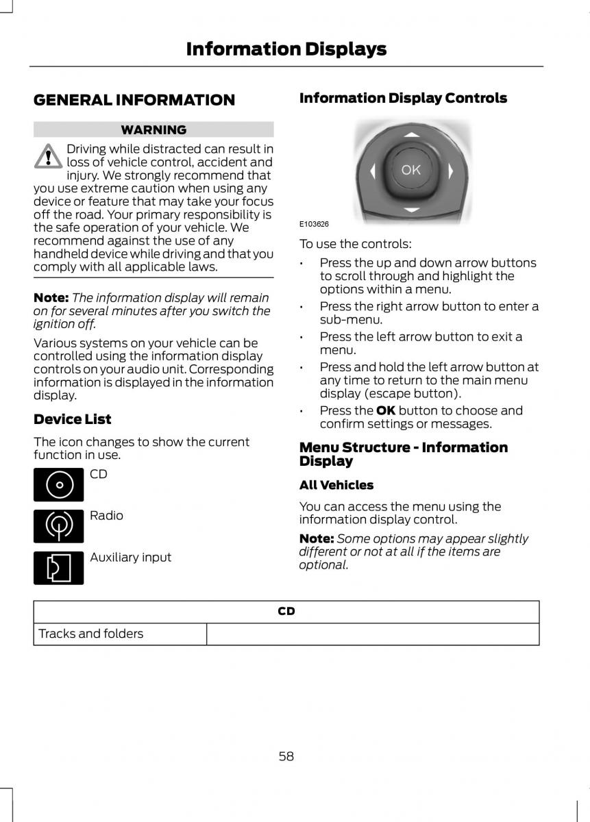 Ford B Max owners manual / page 60