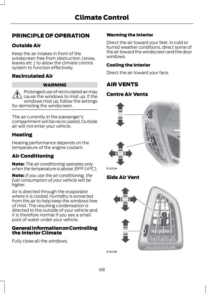 Ford B Max owners manual / page 70