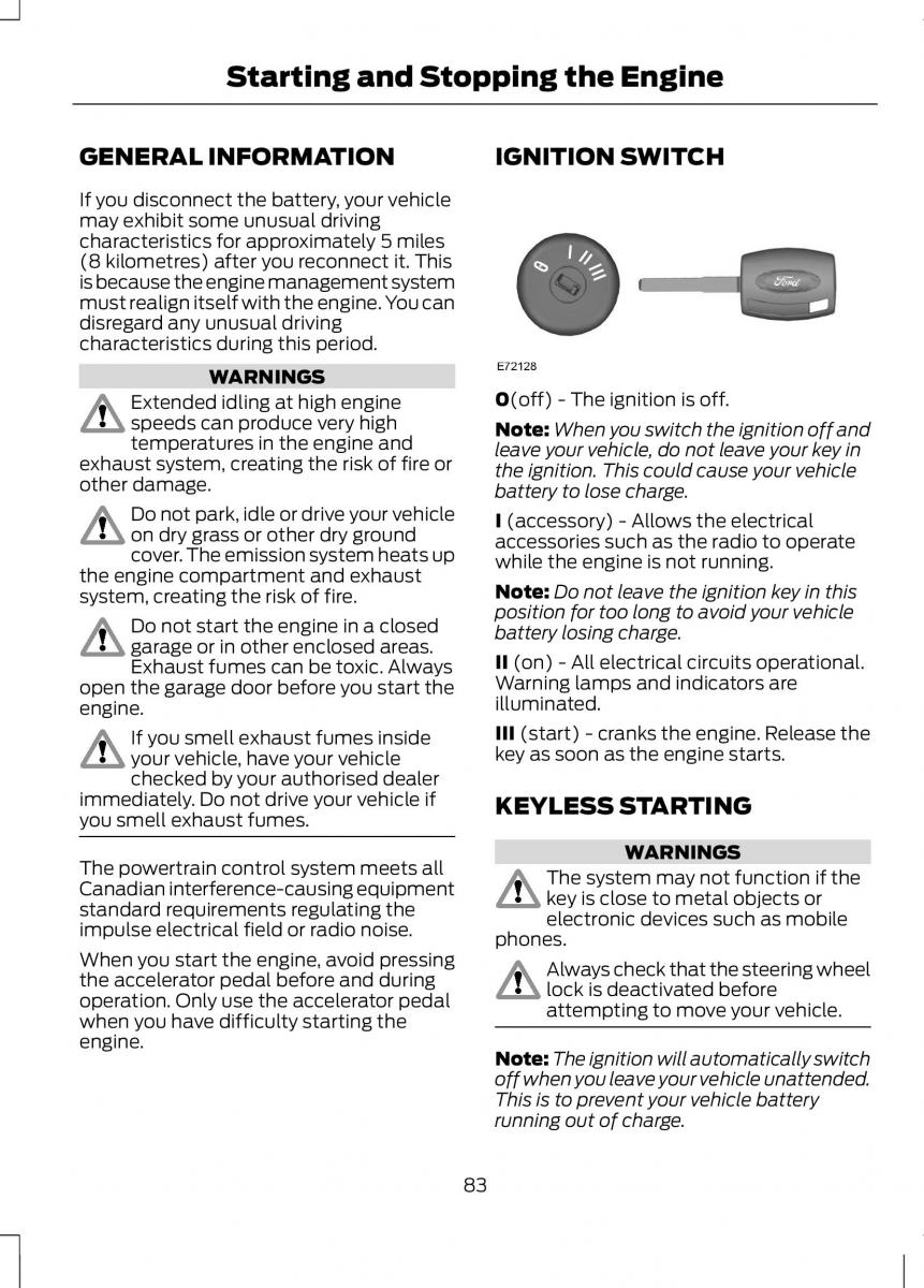 Ford B Max owners manual / page 85