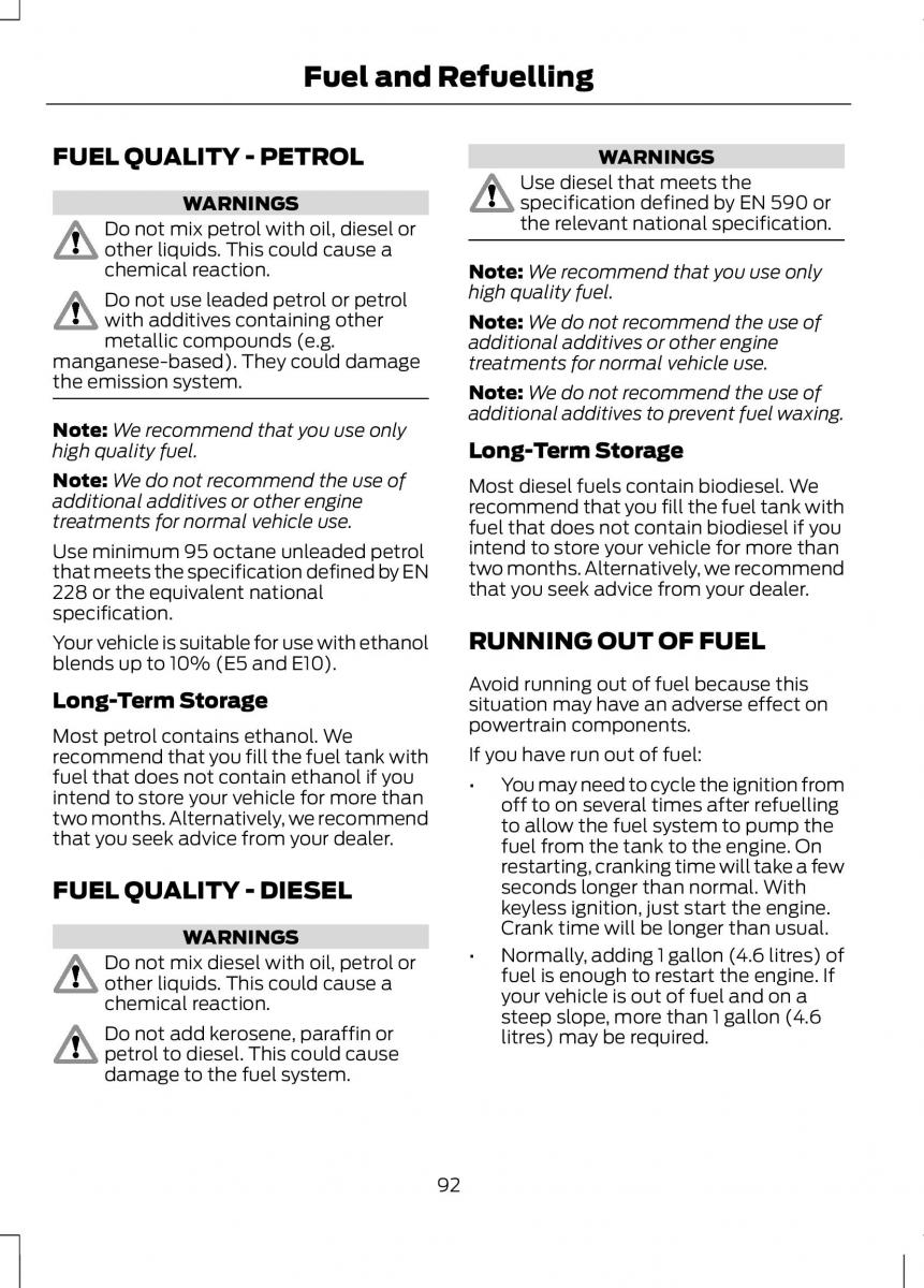 Ford B Max owners manual / page 94