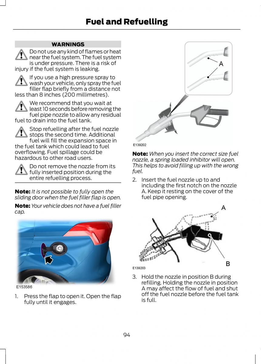 Ford B Max owners manual / page 96