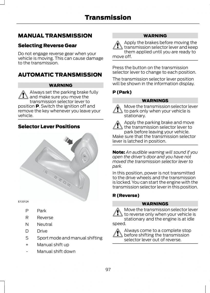 Ford B Max owners manual / page 99