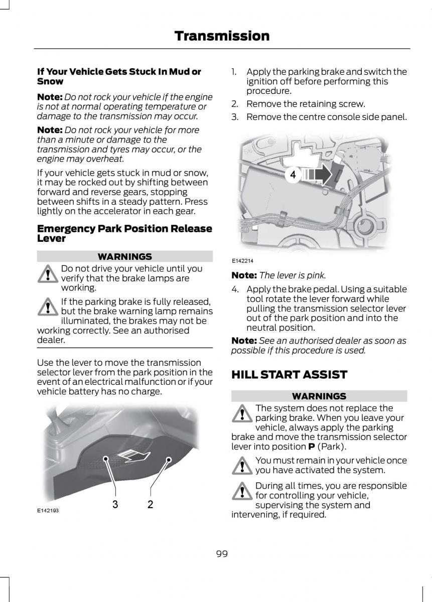 Ford B Max owners manual / page 101