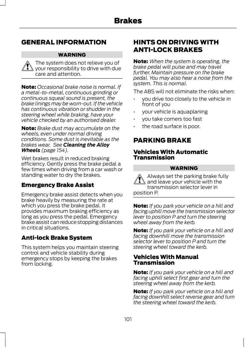 Ford B Max owners manual / page 103