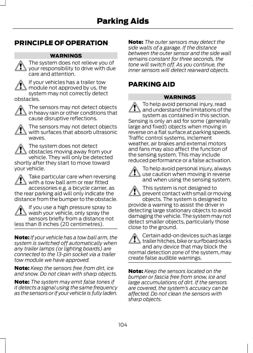 Ford B Max owners manual / page 106