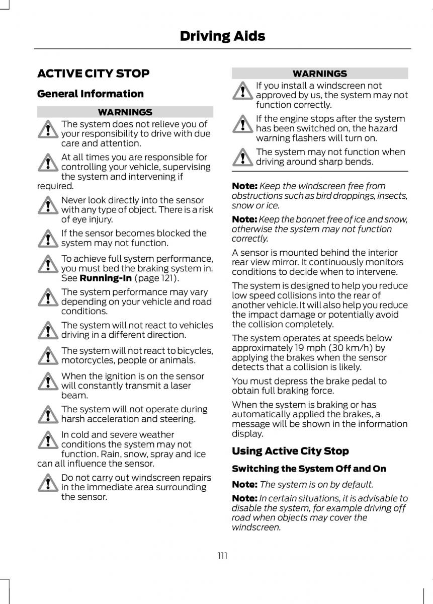 Ford B Max owners manual / page 113