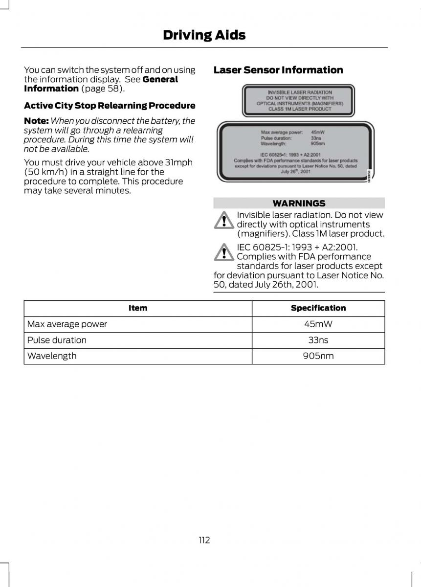 Ford B Max owners manual / page 114