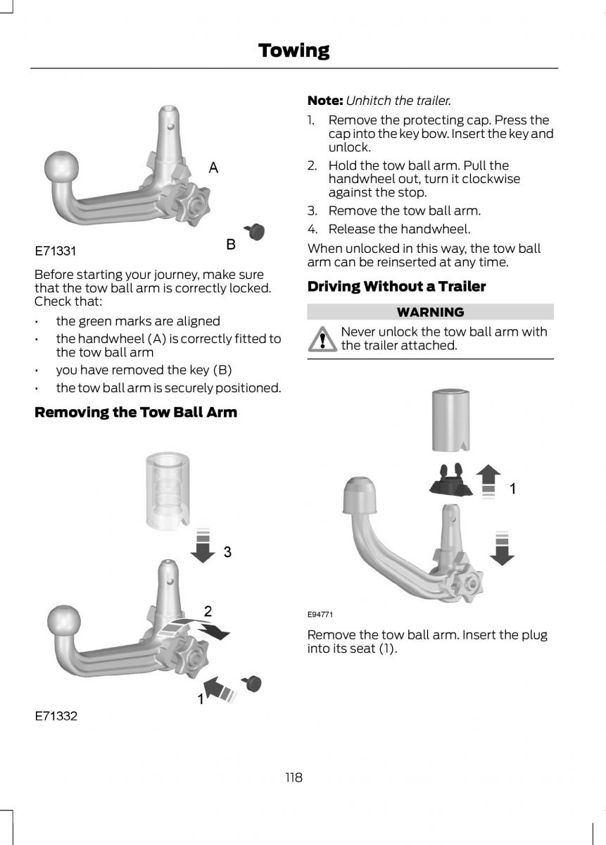 Ford B Max owners manual / page 120