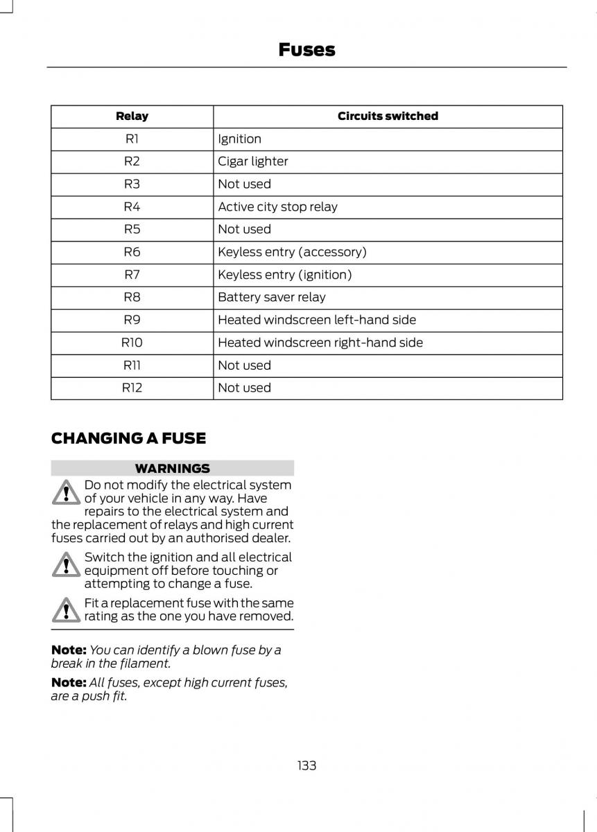 Ford B Max owners manual / page 135