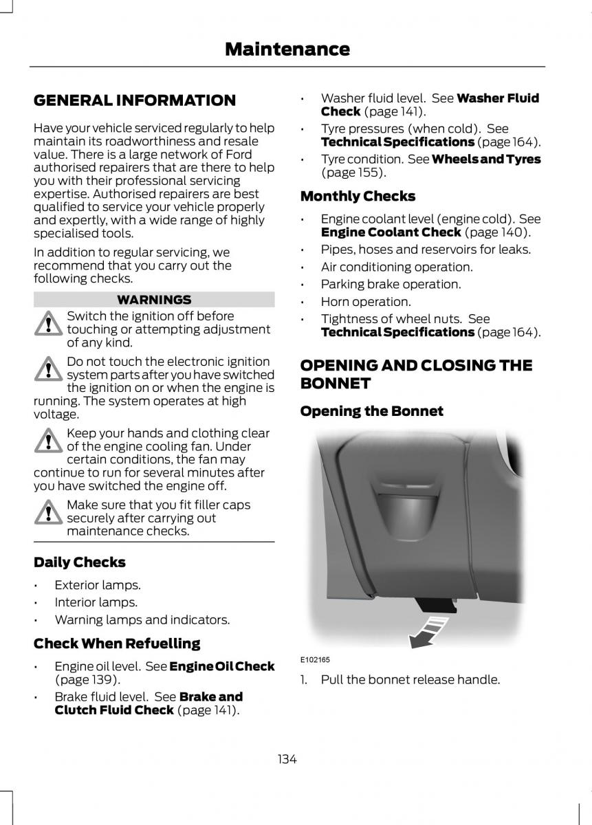 Ford B Max owners manual / page 136