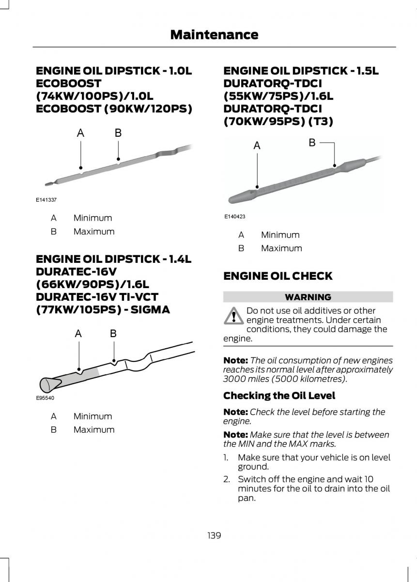 Ford B Max owners manual / page 141