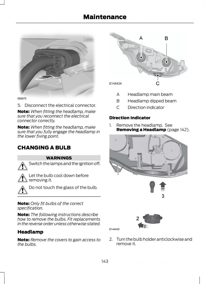 Ford B Max owners manual / page 145