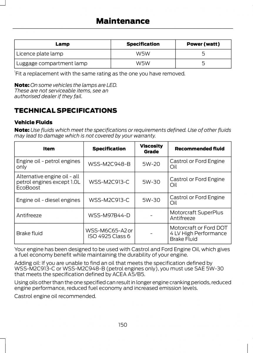 Ford B Max owners manual / page 152