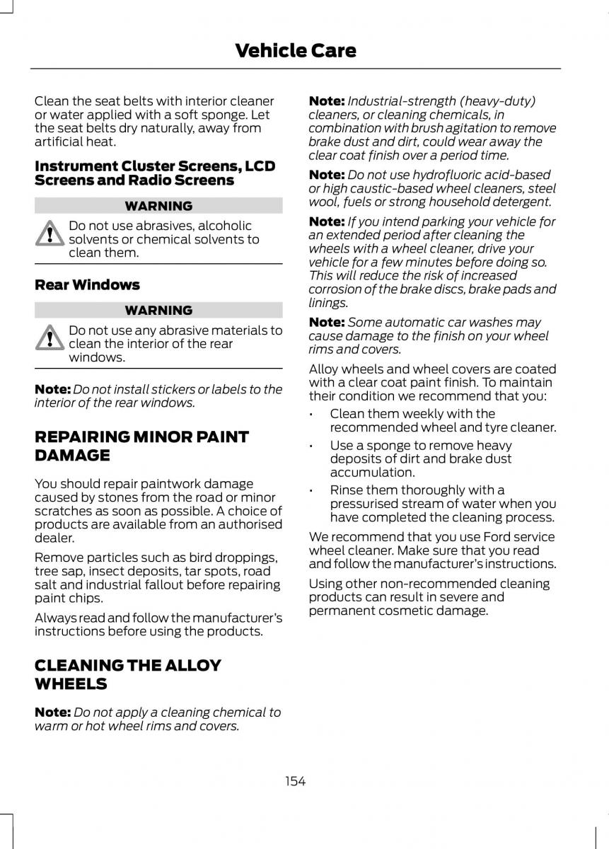 Ford B Max owners manual / page 156