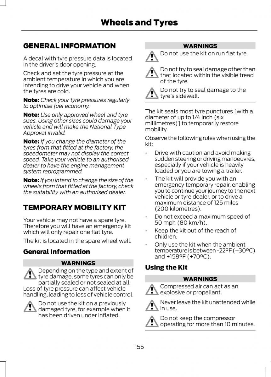 Ford B Max owners manual / page 157