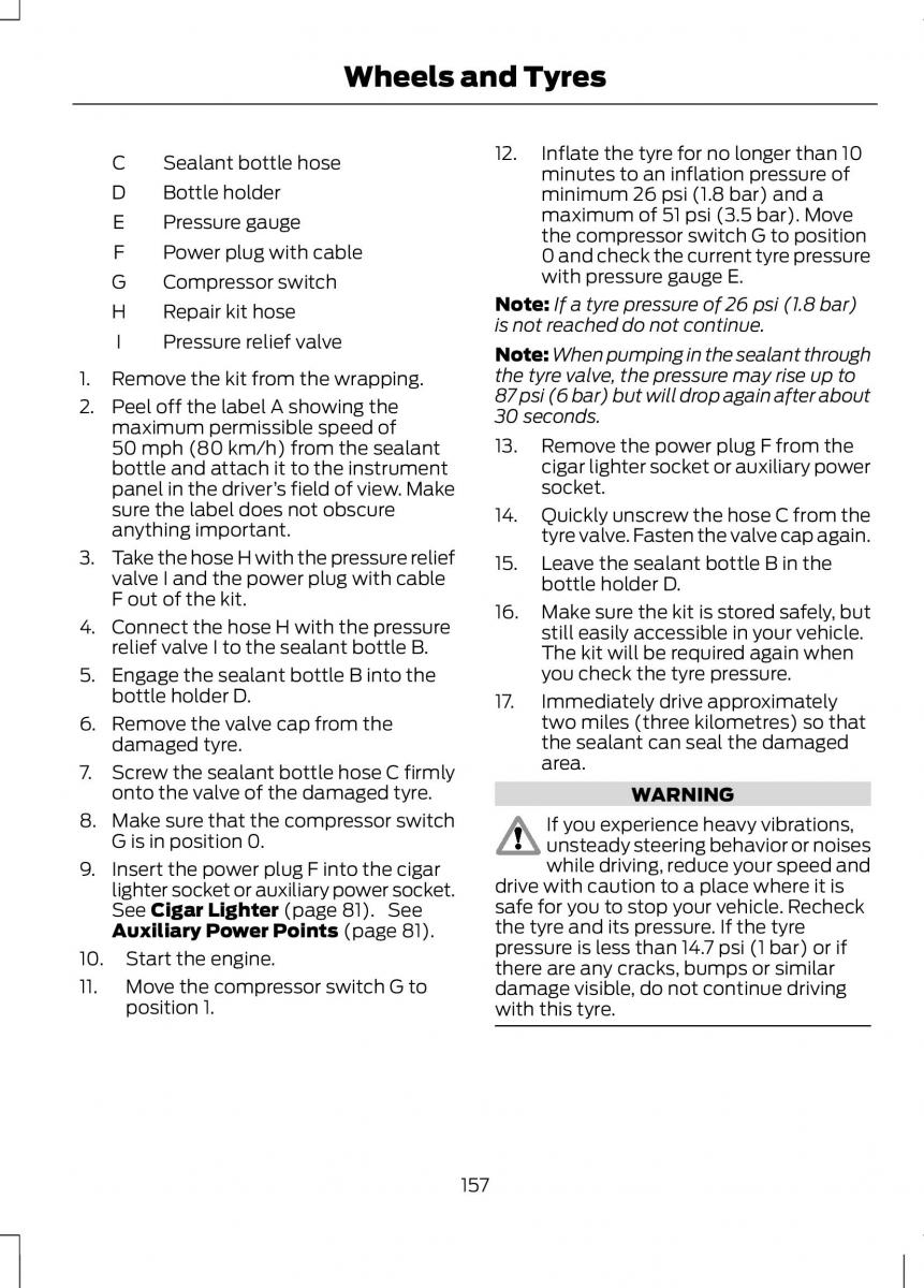 Ford B Max owners manual / page 159