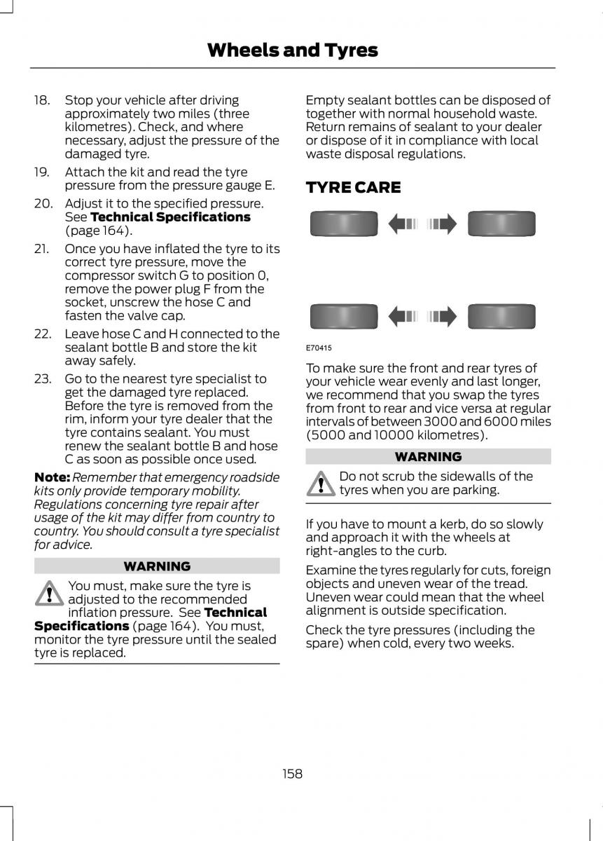 Ford B Max owners manual / page 160