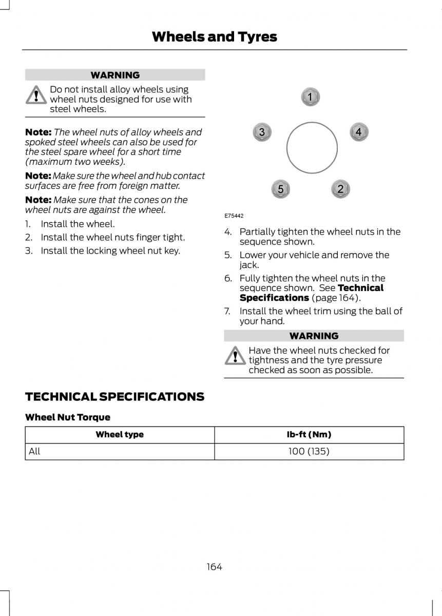 Ford B Max owners manual / page 166