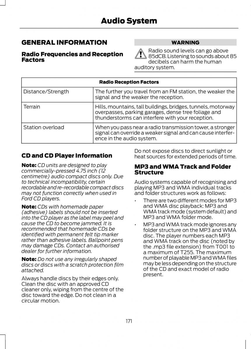 Ford B Max owners manual / page 173