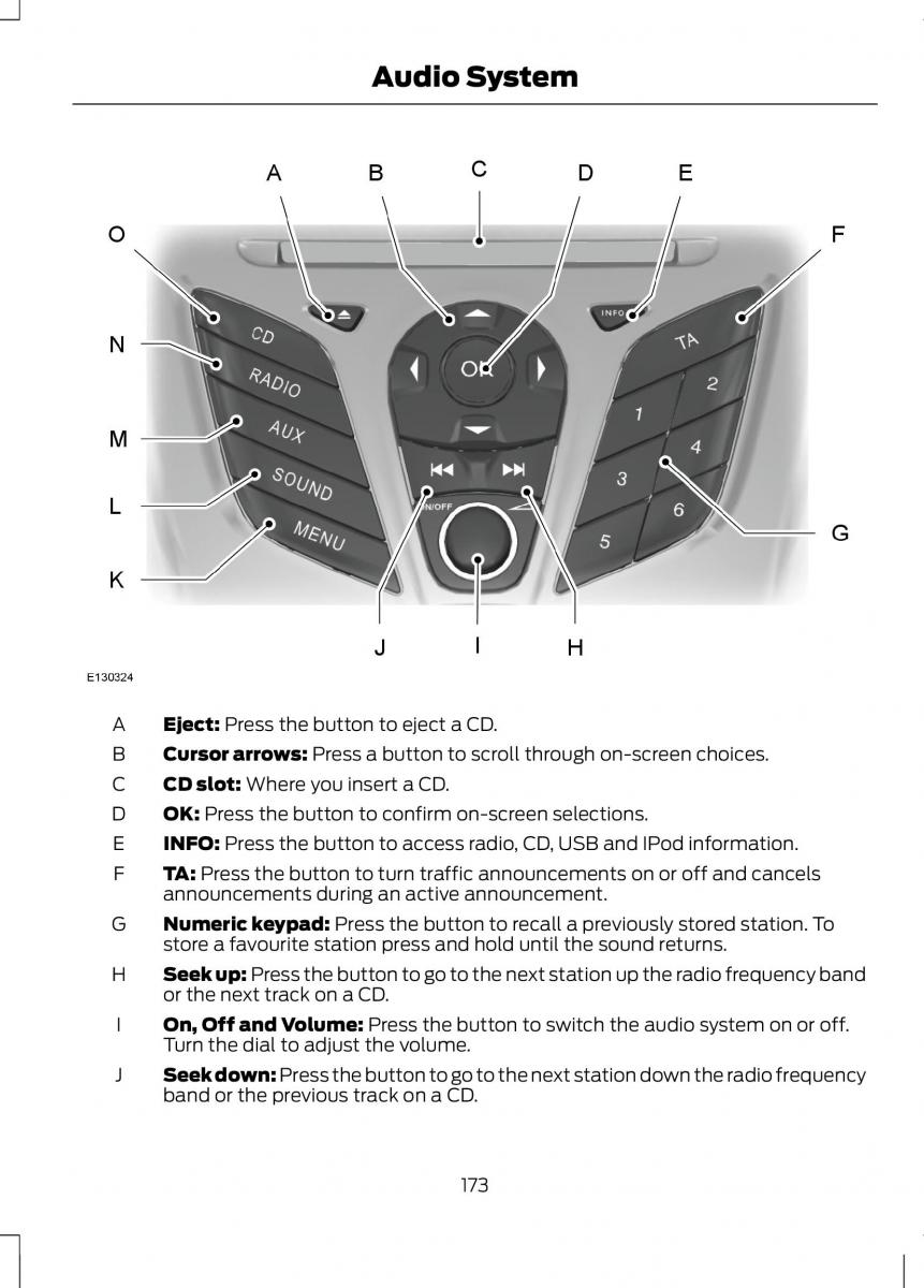 Ford B Max owners manual / page 175