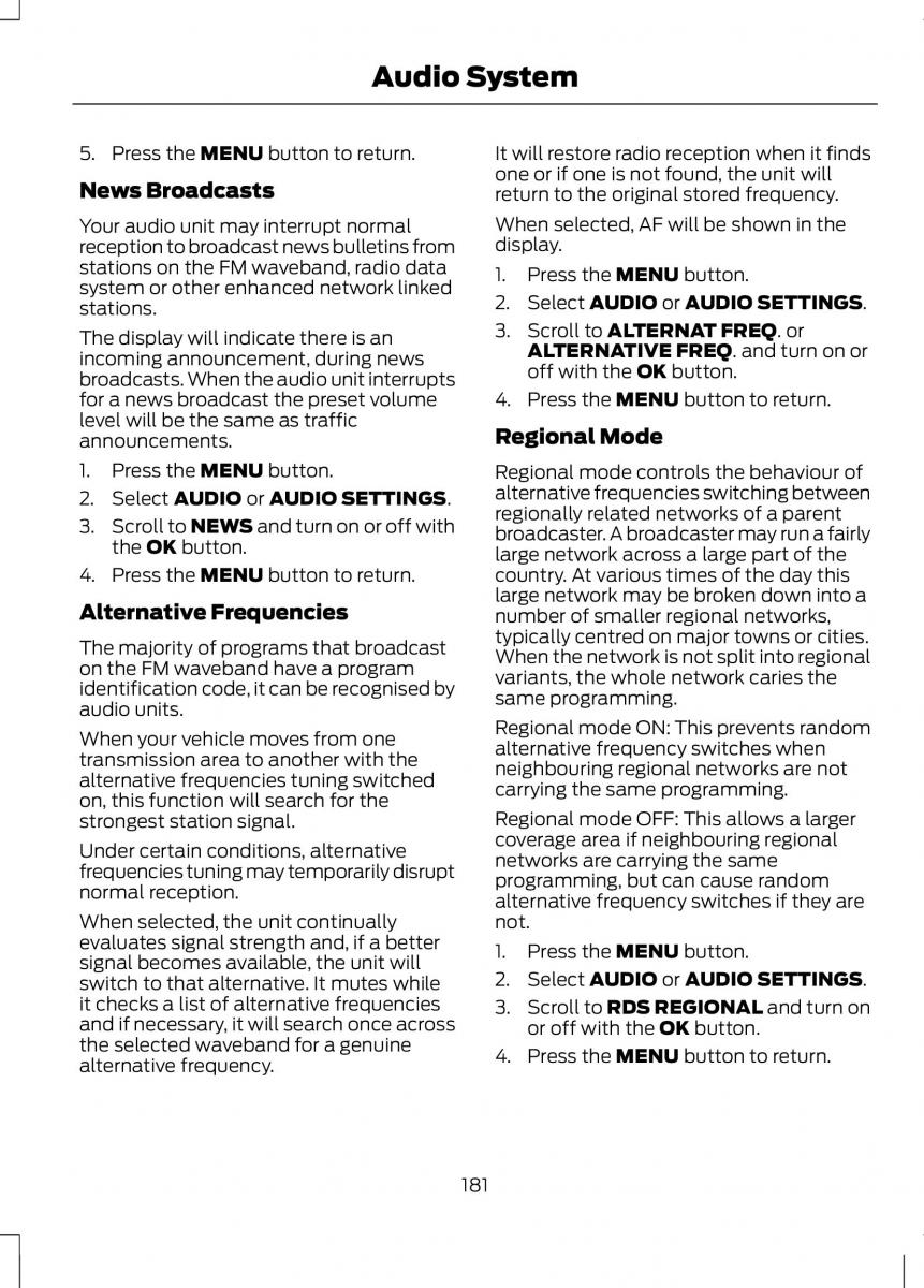 Ford B Max owners manual / page 183