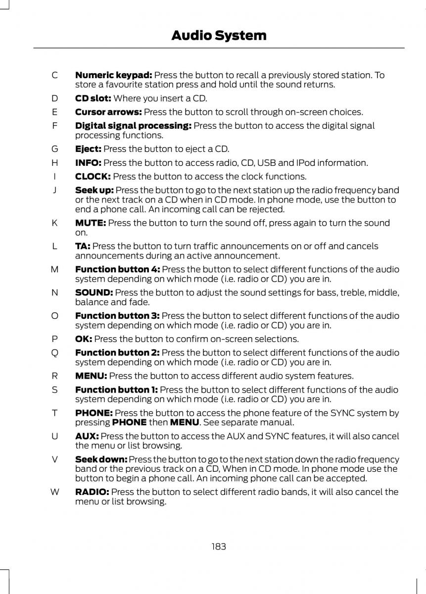 Ford B Max owners manual / page 185