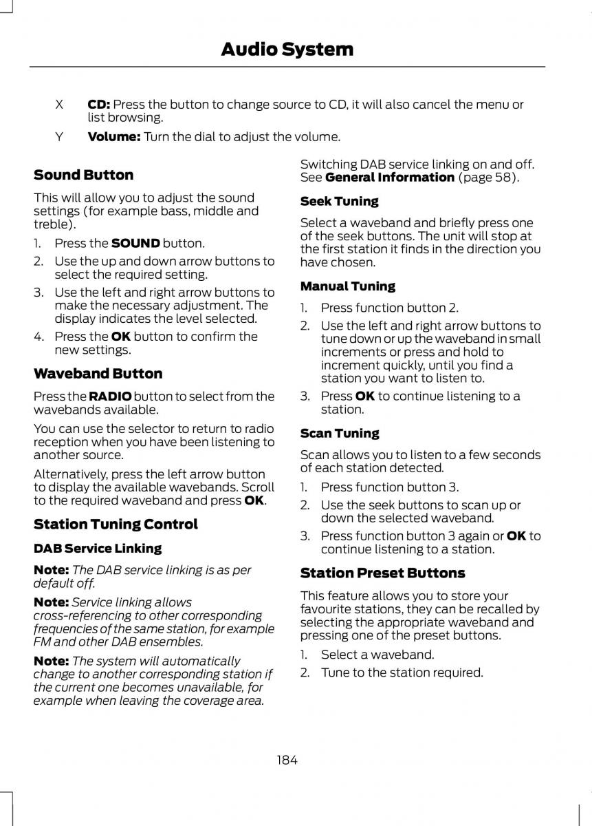 Ford B Max owners manual / page 186